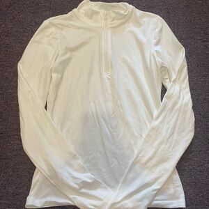 White Long Sleeve Quarter-Zip Top